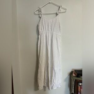 white eyelet lace midi tank dress